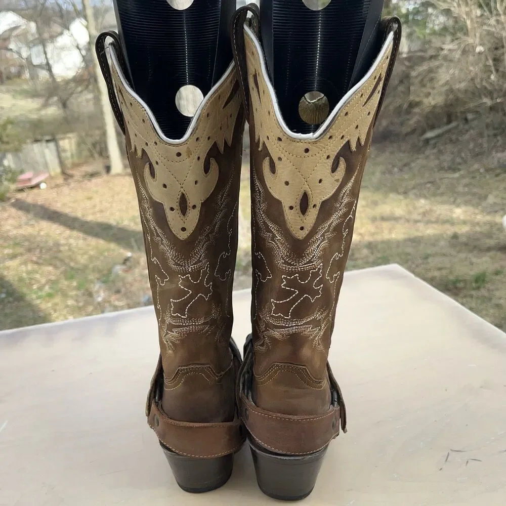 Reyme Western Equestrian Cowboys Boots Brown Leather US Size 6.5 Women